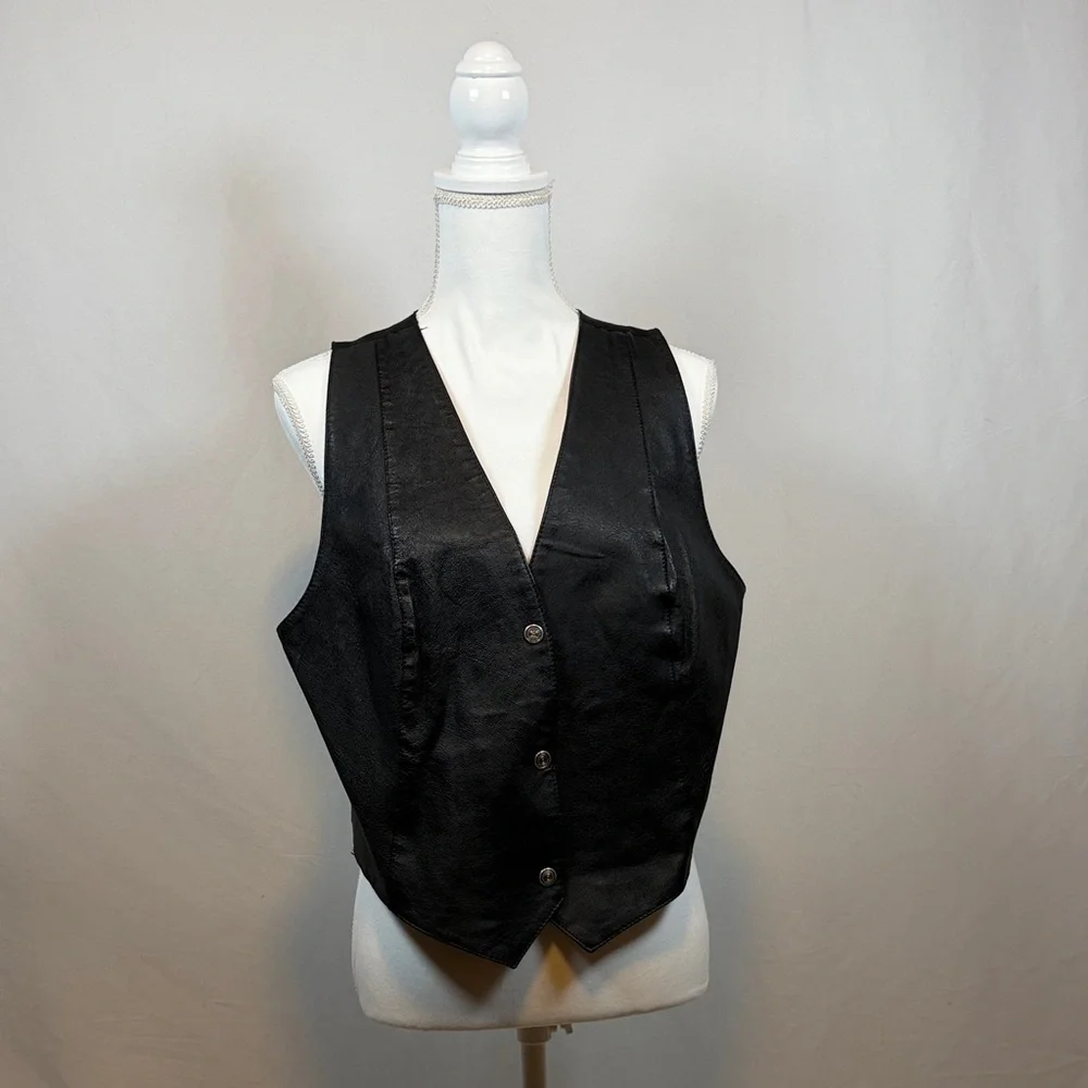 Wilson Sleek Black Leather Vest Women’s Size XL